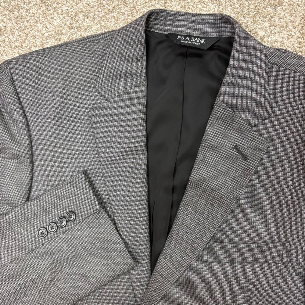 Jos. A. Bank Travelers Collection Blazer Mens 40R Glen Plaid Wool Tailored Fit